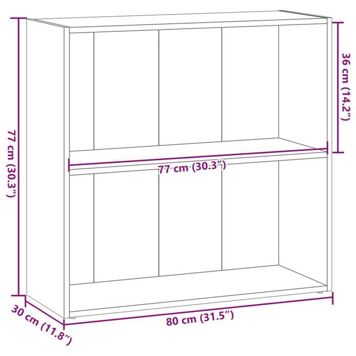 Bibliothèque chêne marron 80x30x77 cm bois d'ingénierie - Photo n°9