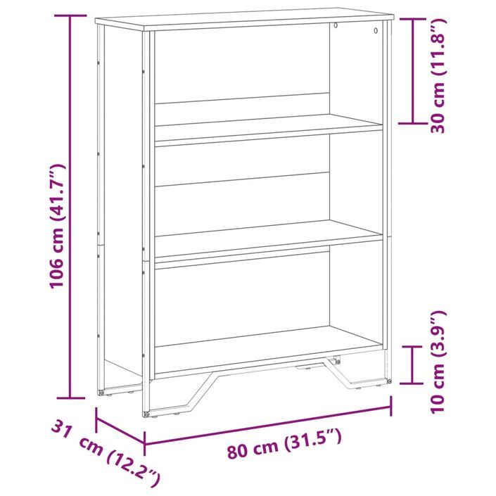 Bibliothèque chêne marron 80x31x106 cm bois d'ingénierie - Photo n°9