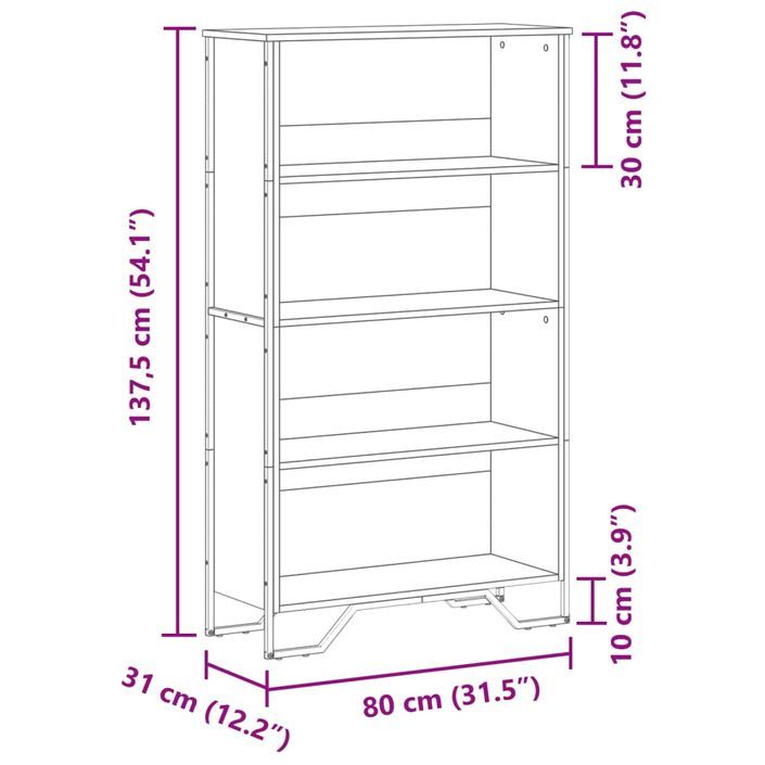 Bibliothèque chêne marron 80x31x137,5 cm bois d'ingénierie - Photo n°9