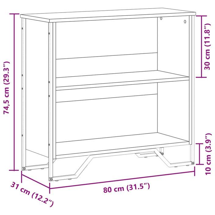 Bibliothèque chêne marron 80x31x74,5 cm bois d'ingénierie - Photo n°9