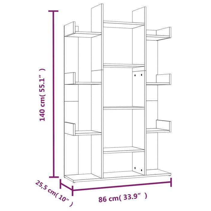 Bibliothèque Chêne marron 86x25,5x140 cm Bois d'ingénierie - Photo n°8