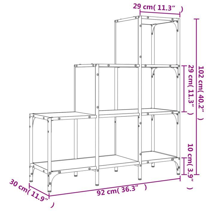 Bibliothèque chêne marron 92x30x102 cm bois ingénierie et métal - Photo n°10