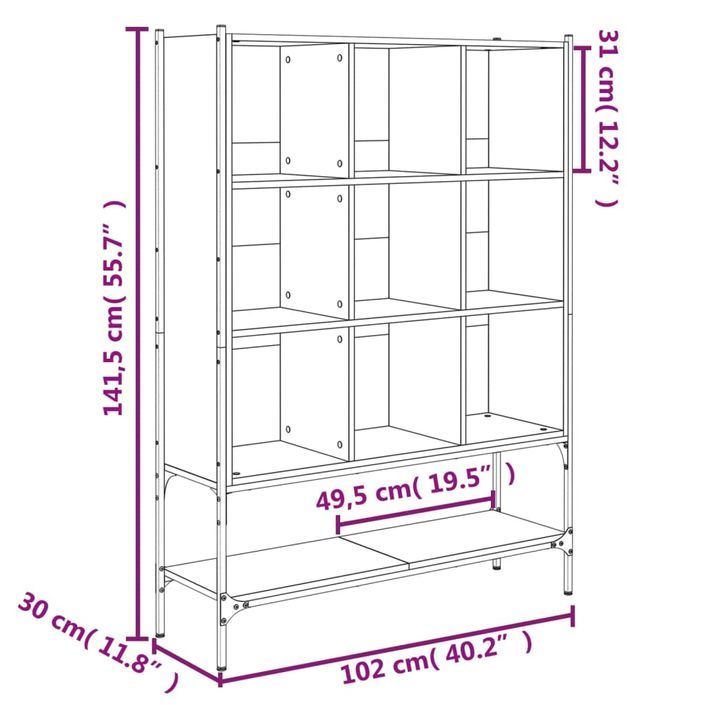 Bibliothèque chêne sonoma 102x30x141,5 cm bois d'ingénierie - Photo n°10