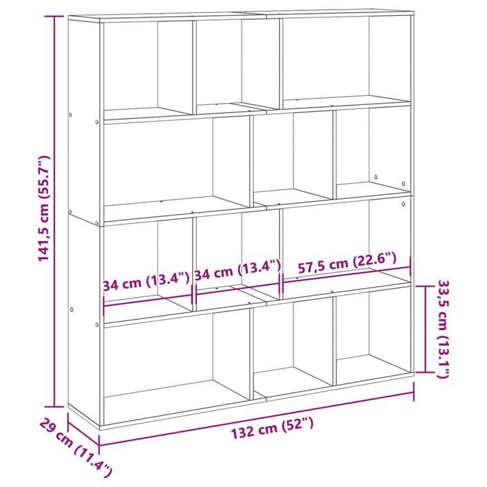 Bibliothèque chêne sonoma 132x29x141,5 cm bois d'ingénierie - Photo n°11