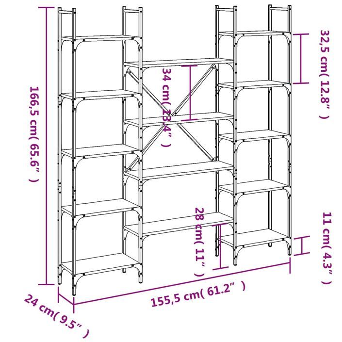 Bibliothèque chêne sonoma 155,5x24x166,5 cm bois d'ingénierie - Photo n°10