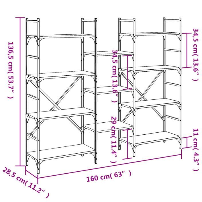 Bibliothèque chêne sonoma 160x28,5x136,5 cm bois d'ingénierie - Photo n°10