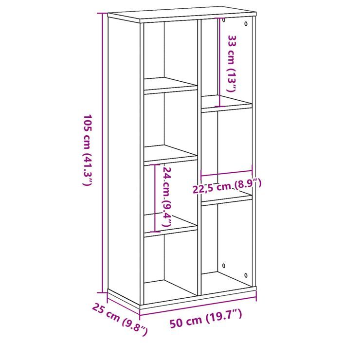 Bibliothèque chêne sonoma 50x25x105 cm bois d'ingénierie - Photo n°9