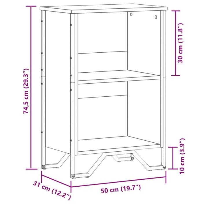 Bibliothèque chêne sonoma 50x31x74,5 cm bois d'ingénierie - Photo n°9