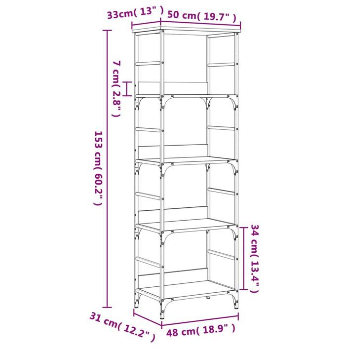 Bibliothèque chêne sonoma 50x33x153 cm bois d'ingénierie - Photo n°9