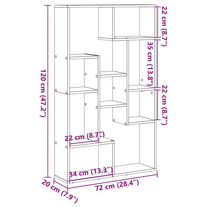 Bibliothèque chêne sonoma 72x20x120 cm bois d'ingénierie - Photo n°11