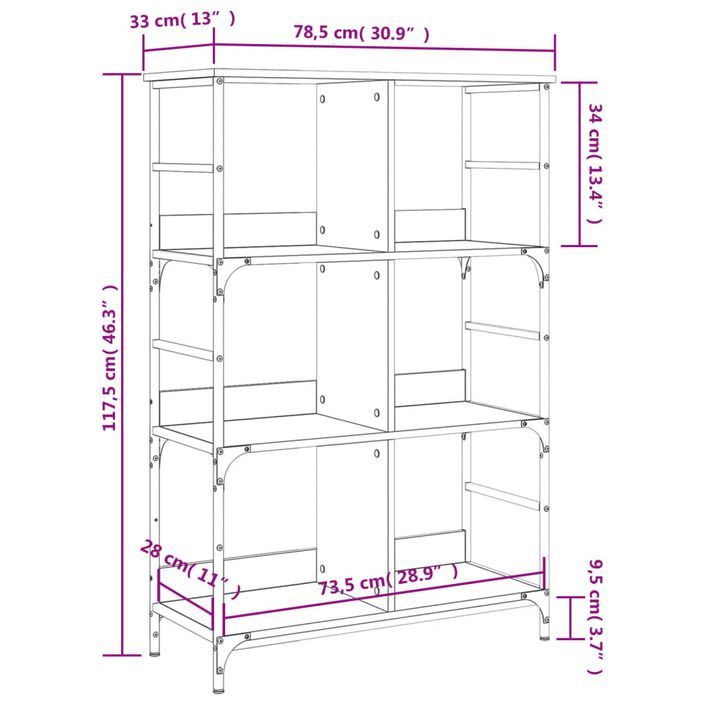 Bibliothèque chêne sonoma 78,5x33x117,5 cm bois d'ingénierie - Photo n°9