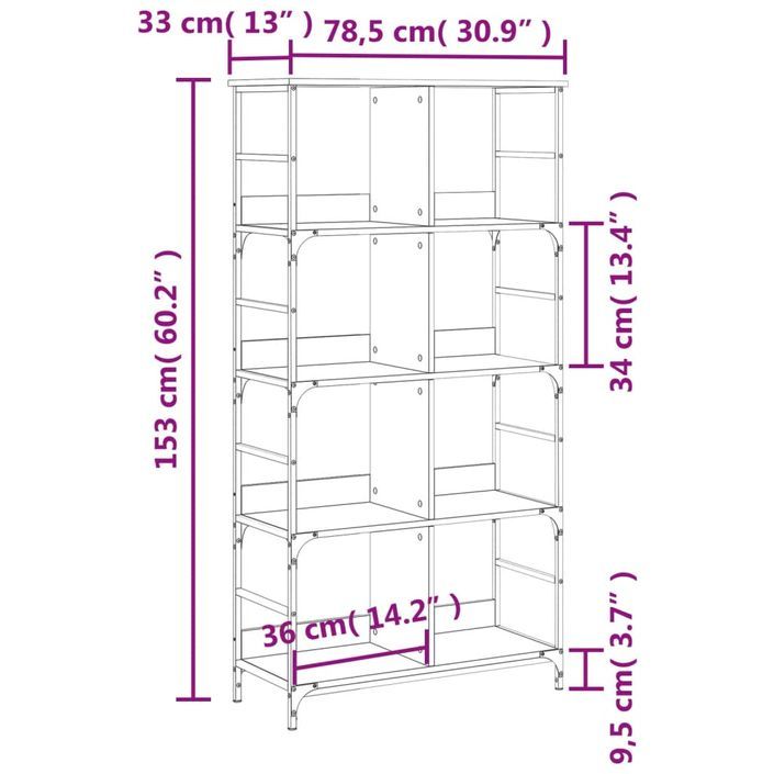 Bibliothèque chêne sonoma 78,5x33x153 cm bois d'ingénierie - Photo n°9