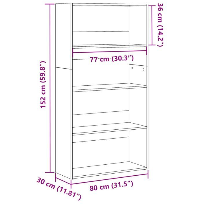 Bibliothèque chêne sonoma 80x30x152 cm bois d'ingénierie - Photo n°9