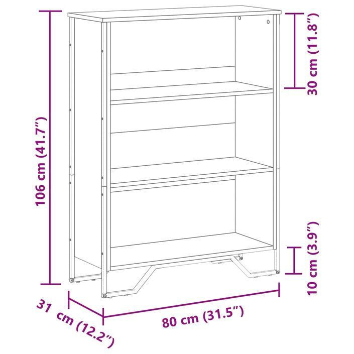 Bibliothèque chêne sonoma 80x31x106 cm bois d'ingénierie - Photo n°9