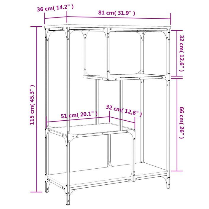 Bibliothèque chêne sonoma 81x36x115 cm bois ingénierie et acier - Photo n°9