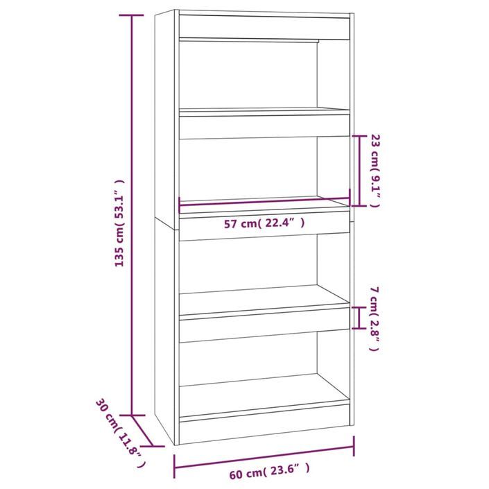 Bibliothèque/Cloison Blanc 60x30x135 cm Bois d'ingénierie - Photo n°7