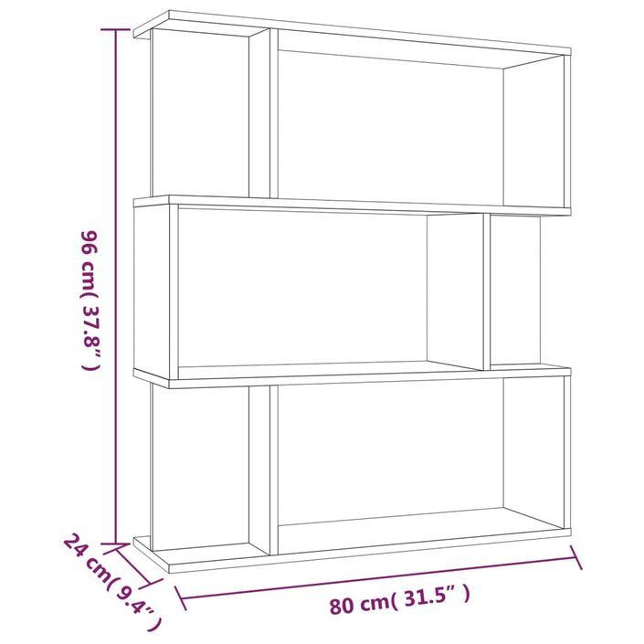 Bibliothèque/Cloison Chêne marron 80x24x96 cm Bois d'ingénierie - Photo n°8