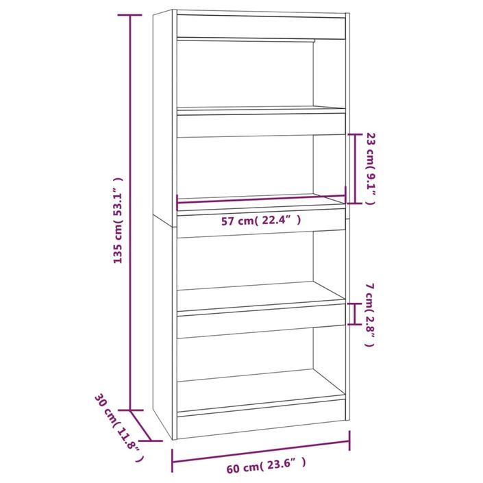 Bibliothèque/Cloison Gris béton 60x30x135 cm Bois d'ingénierie - Photo n°7