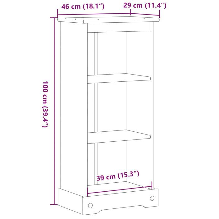 Bibliothèque Corona 46x29x100 cm bois de pin massif - Photo n°9