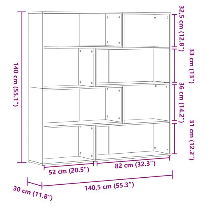 Bibliothèque d'angle à 4 niveaux gris béton bois d'ingénierie - Photo n°10