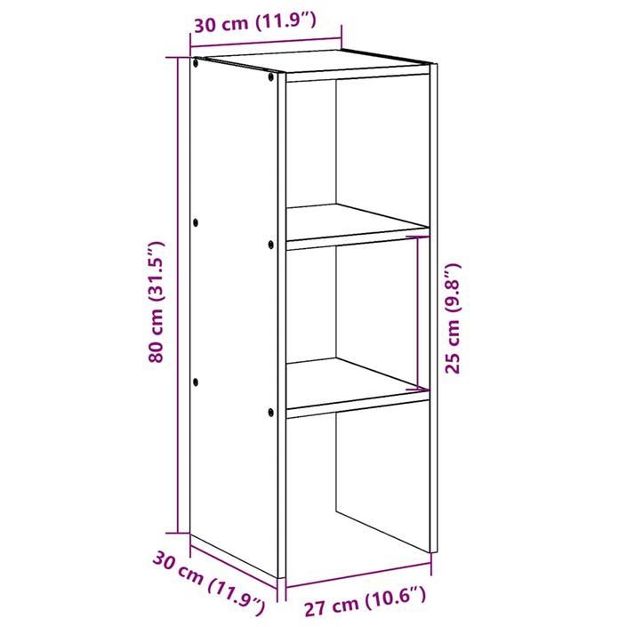 Bibliothèque empilable blanc 30x30x80 cm bois d'ingénierie - Photo n°9