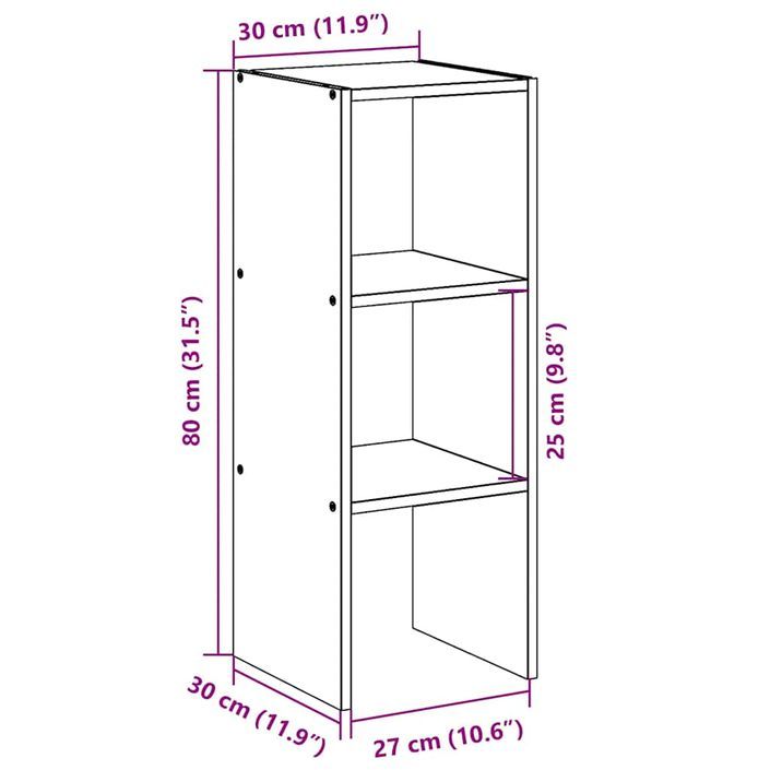 Bibliothèque empilable chêne fumé 30x30x80 cm bois d'ingénierie - Photo n°9