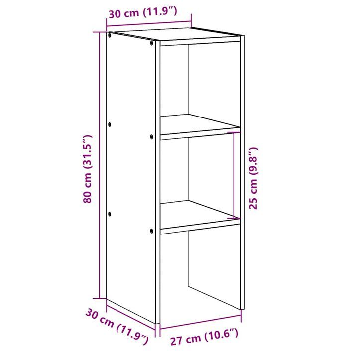 Bibliothèque empilable gris béton 30x30x80 cm bois d'ingénierie - Photo n°9