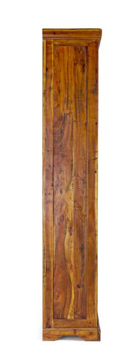 Bibliothèque en bois d'acacia massif finition rustique marron 4 étagères 2 tiroirs Kastela 100 cm - Photo n°6