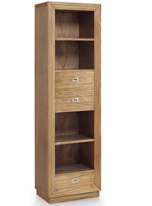 Bibliothèque en bois massif de Mindy naturel 3 tiroirs 4 étagères Mazari 55 cm - Photo n°1