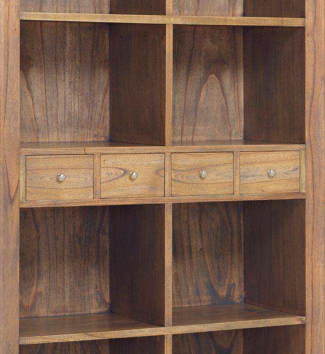 Bibliothèque en bois massif de Mindy naturel 6 tiroirs 8 compartiments Mazari 100 cm - Photo n°2