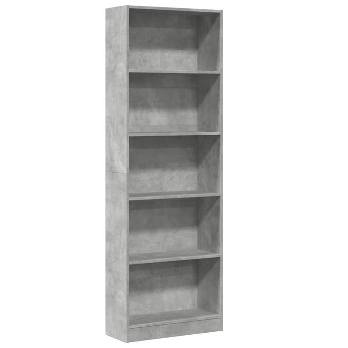 Bibliothèque gris béton 60x24x176 cm bois d'ingénierie - Photo n°2