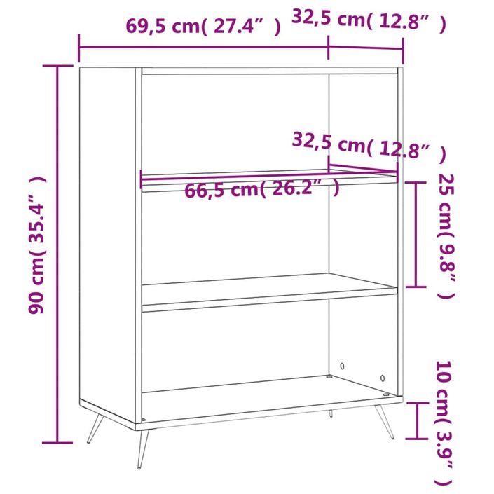 Bibliothèque gris béton 69,5x32,5x90 cm bois d'ingénierie - Photo n°9