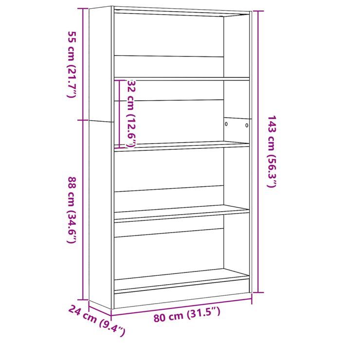 Bibliothèque gris béton 80x24x143 cm bois d'ingénierie - Photo n°9