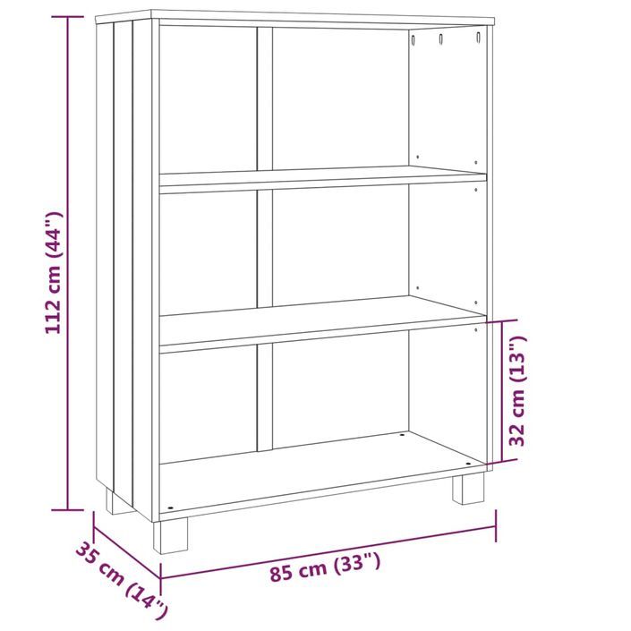 Bibliothèque HAMAR Blanc 85x35x112 cm Bois de pin massif - Photo n°8