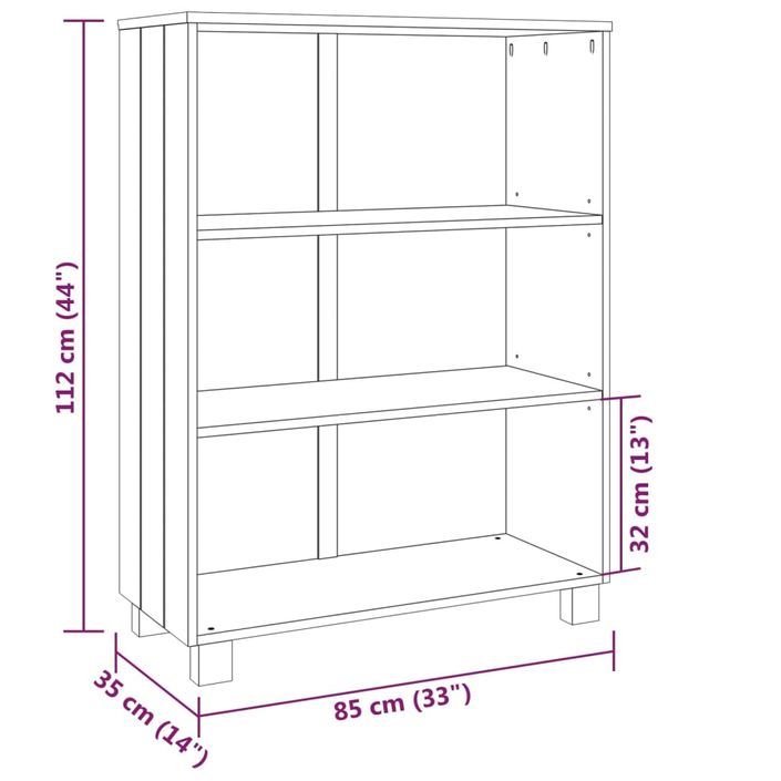 Bibliothèque HAMAR Gris foncé 85x35x112 cm Bois de pin massif - Photo n°8