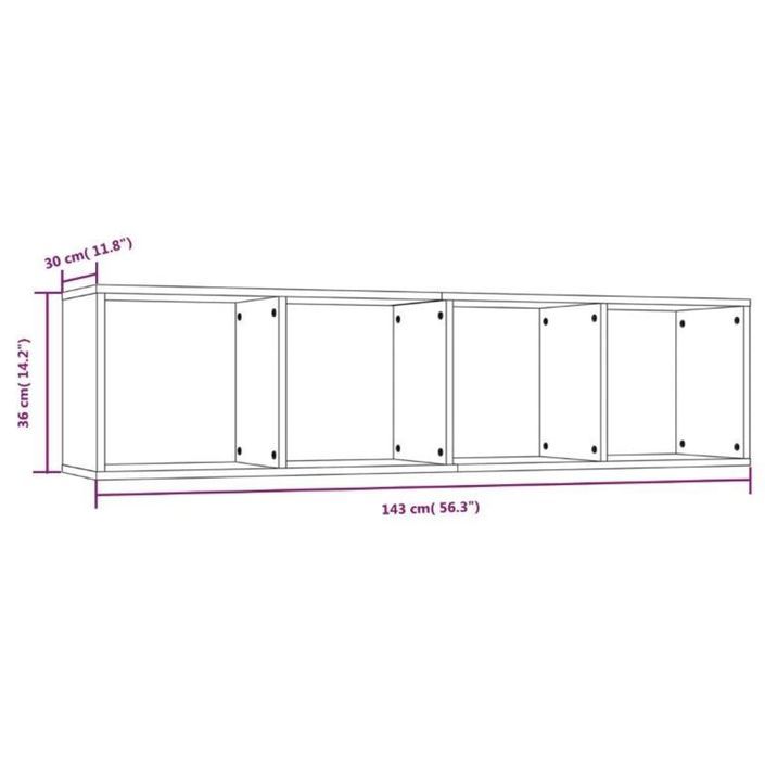 Bibliothèque/Meuble TV Sonoma gris 143x30x36cm Bois ingénierie - Photo n°8