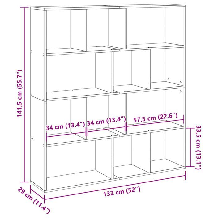 Bibliothèque noir 132x29x141,5 cm bois d'ingénierie - Photo n°11