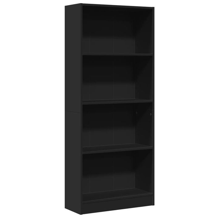 Bibliothèque noir 60x24x143 cm bois d'ingénierie - Photo n°2