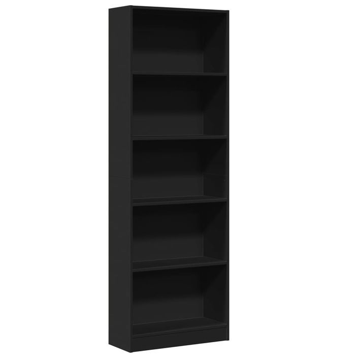 Bibliothèque noir 60x24x176 cm bois d'ingénierie - Photo n°2