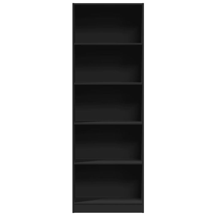 Bibliothèque noir 60x24x176 cm bois d'ingénierie - Photo n°4