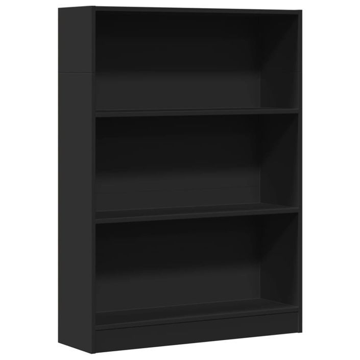 Bibliothèque noir 80x24x109 cm bois d'ingénierie - Photo n°2