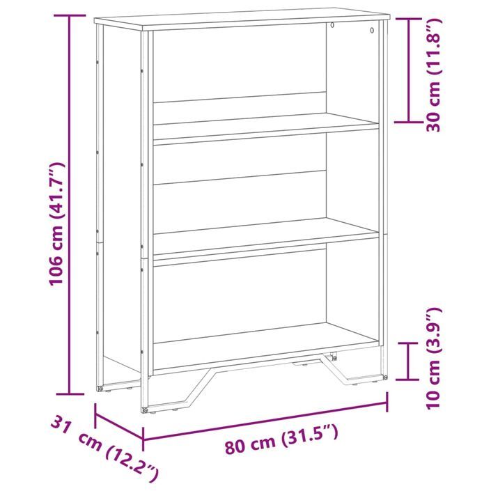 Bibliothèque noir 80x31x106 cm bois d'ingénierie - Photo n°9