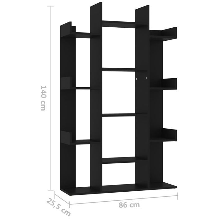 Bibliothèque Noir 86x25,5x140 cm - Photo n°7