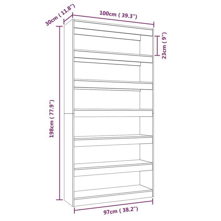 Bibliothèque/Séparateur de pièce 100x30x198cm Bois d'ingénierie - Photo n°5