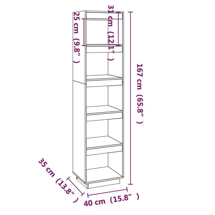 Bibliothèque/Séparateur de pièce 40x35x167 cm pin massif - Photo n°7