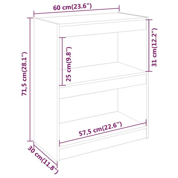 Bibliothèque/Séparateur de pièce 60x30x71,5 cm Bois de pin - Photo n°8