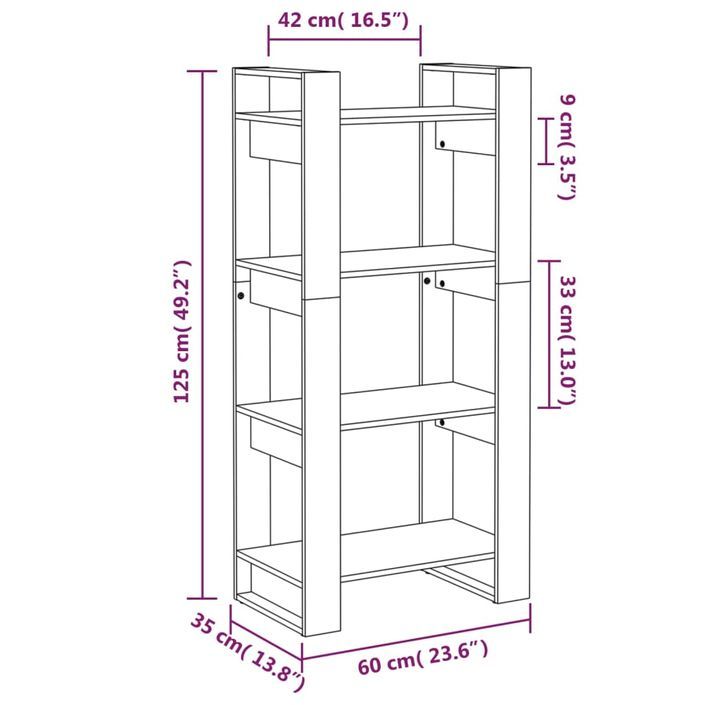 Bibliothèque/Séparateur de pièce 60x35x125 cm Bois massif - Photo n°8