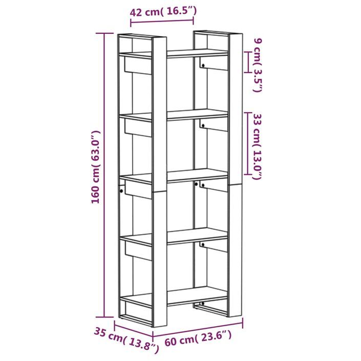 Bibliothèque/Séparateur de pièce 60x35x160 cm Bois massif - Photo n°8