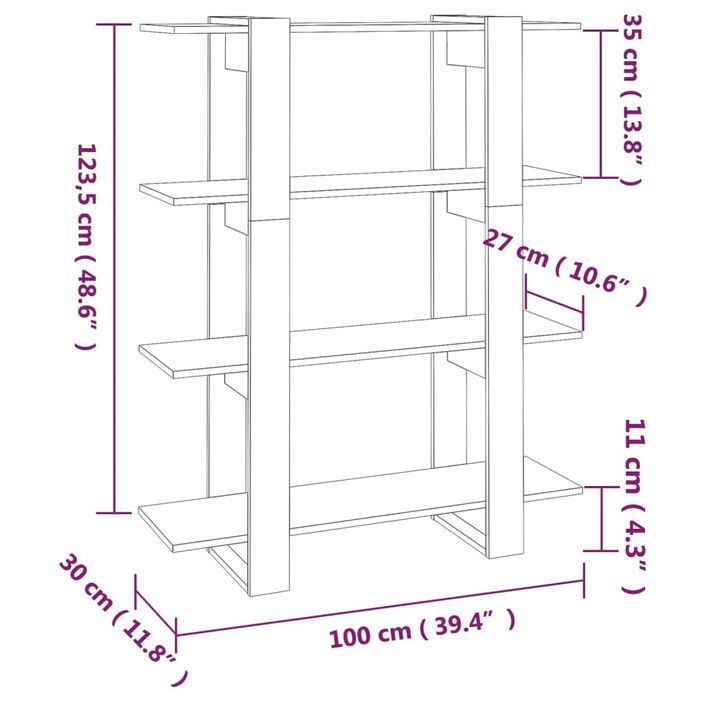 Bibliothèque/Séparateur de pièce Blanc 100x30x123,5 cm - Photo n°7