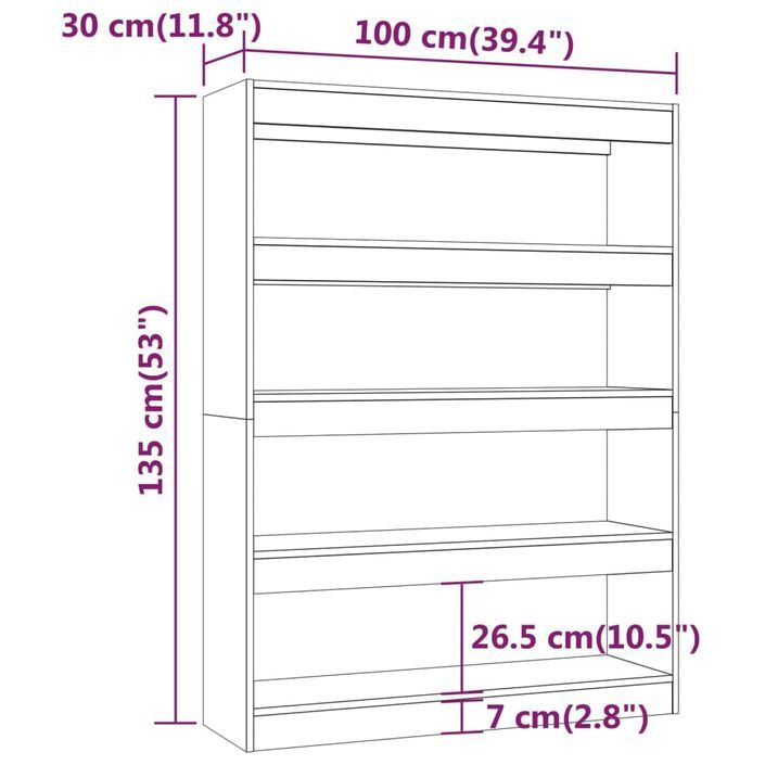 Bibliothèque/Séparateur de pièce Blanc 100x30x135 cm - Photo n°8